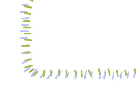 Green and periwinkle dashes