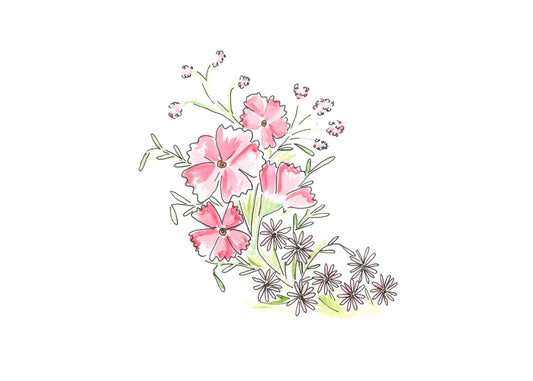 Hollyhocks and daisies