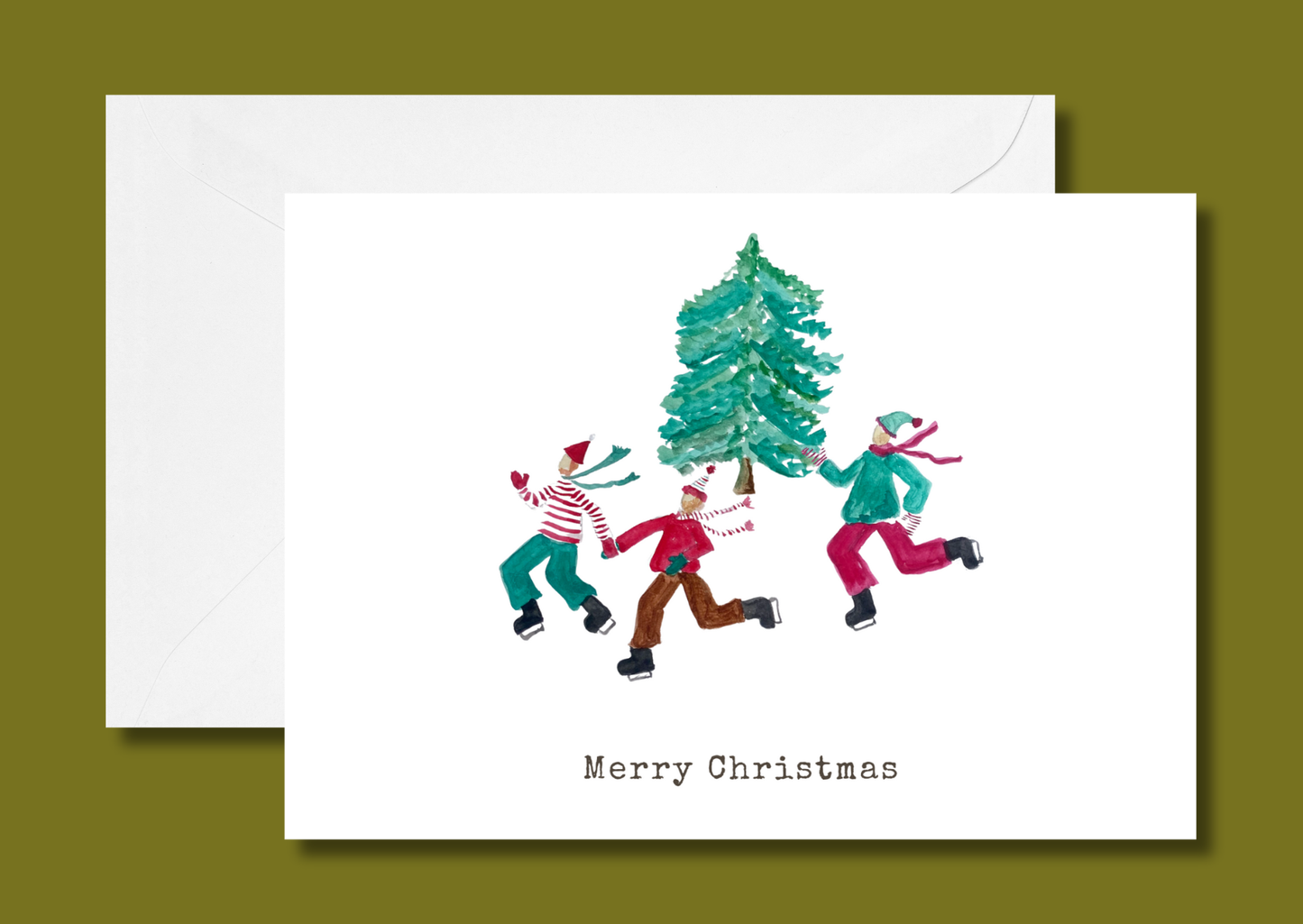 Ice skaters greeting card