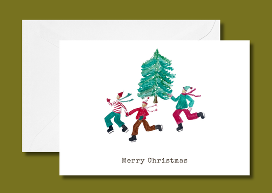 Ice skaters greeting card
