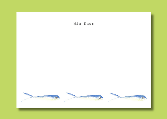 Three blue sardines