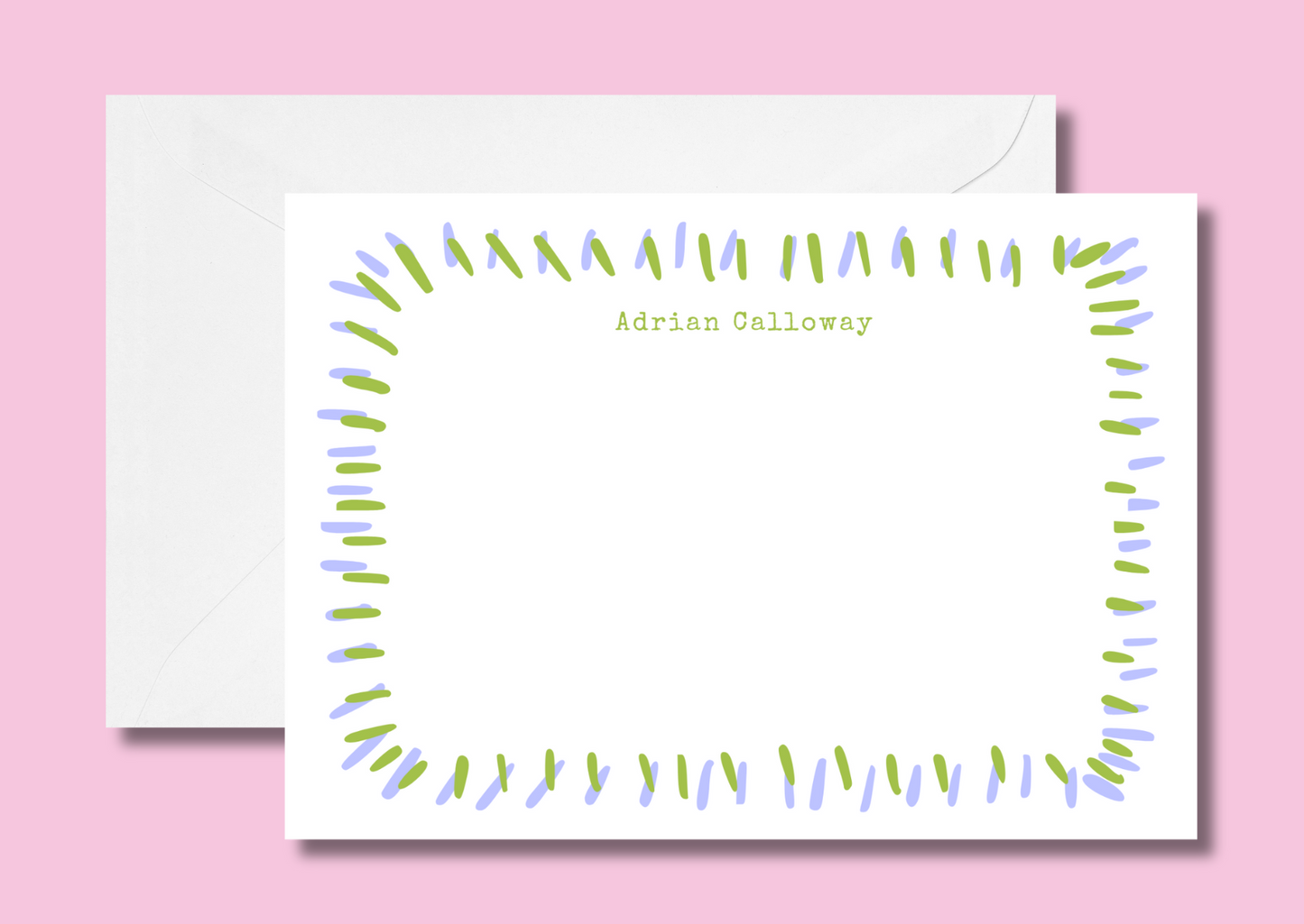 Green and periwinkle dashes