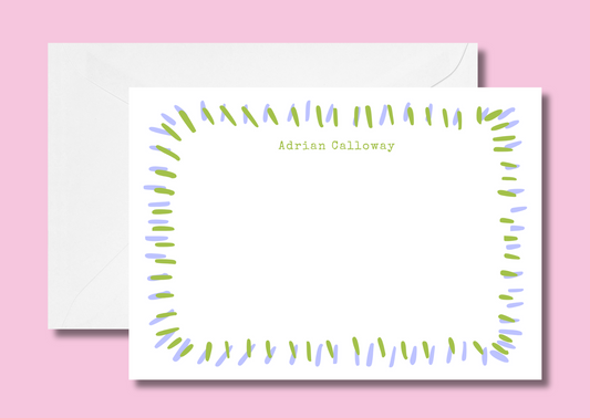 Green and periwinkle dashes