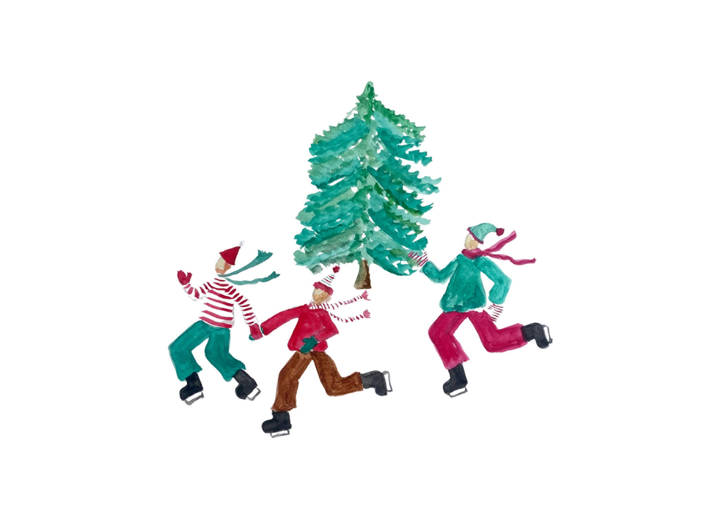 Ice skaters greeting card